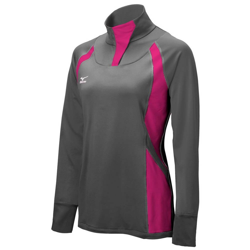 Damske Bundy Mizuno Nine Collection: Drive Half-Zip Siva/Ruzove/Čierne Vypredaj MCLE07213